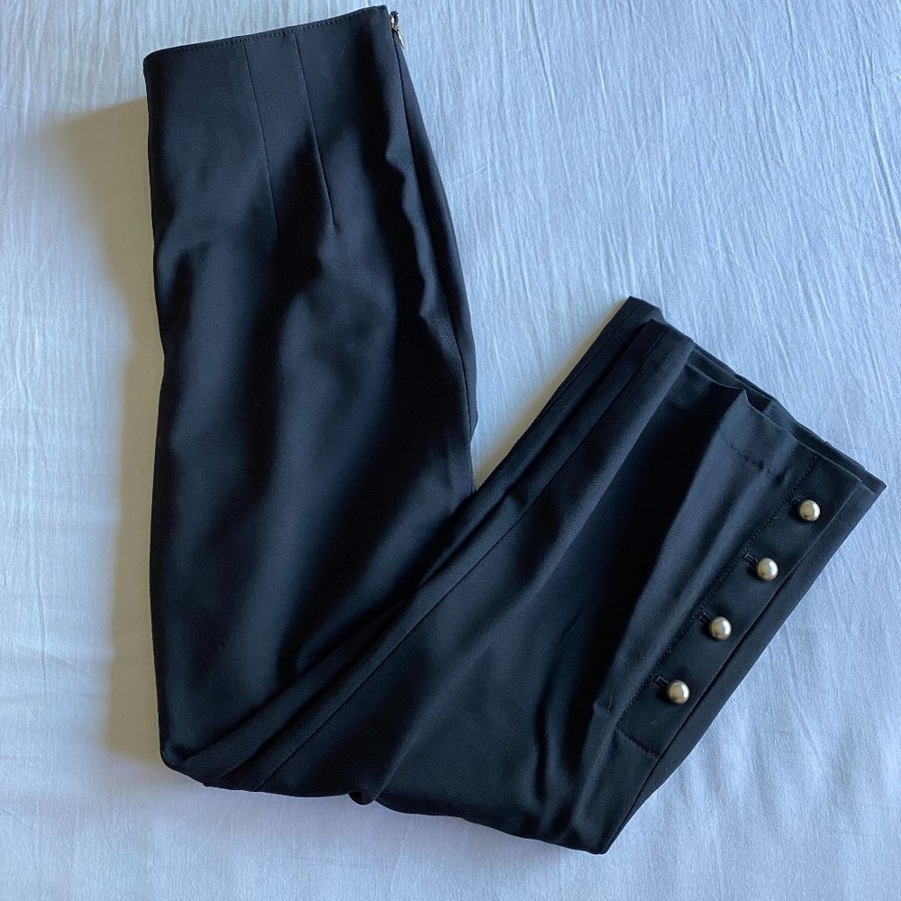 Club Monaco Black Wool Blend Dress Pants Size 6 Silver Stud Buttons